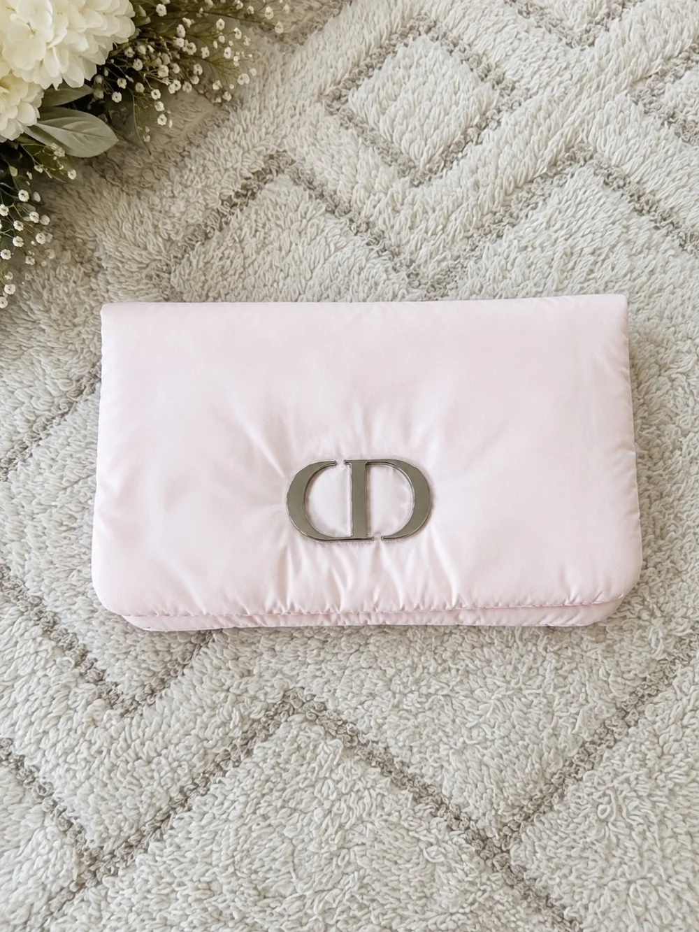Dior Beauty Pink Satin CD Clutch Cosmetic Pouch Bag NEW GWP